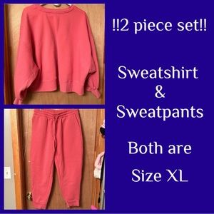 Zenana women’s pink balloon sleeve soft sweatshirt and Zenana pink sweatpants XL